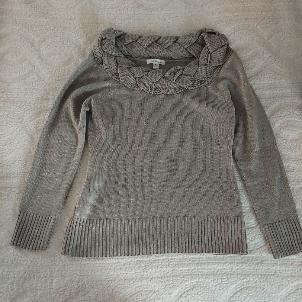 JohnPaulRichard Silver Sweater with Braided Cowl Neck